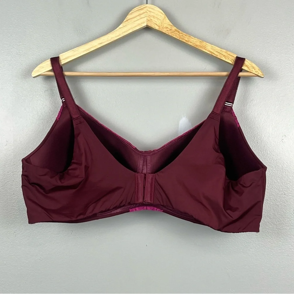 Torrid burgundy & pink Dream Wire-Free Lightly Lined Bra, 42D.
